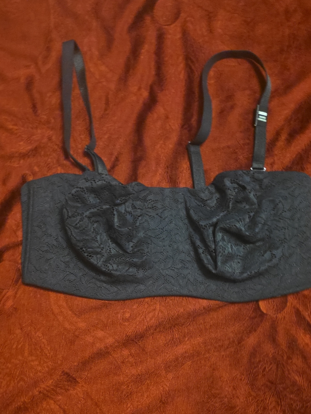 torrid Black Lace Bandeau with Detachable Straps 38DDD